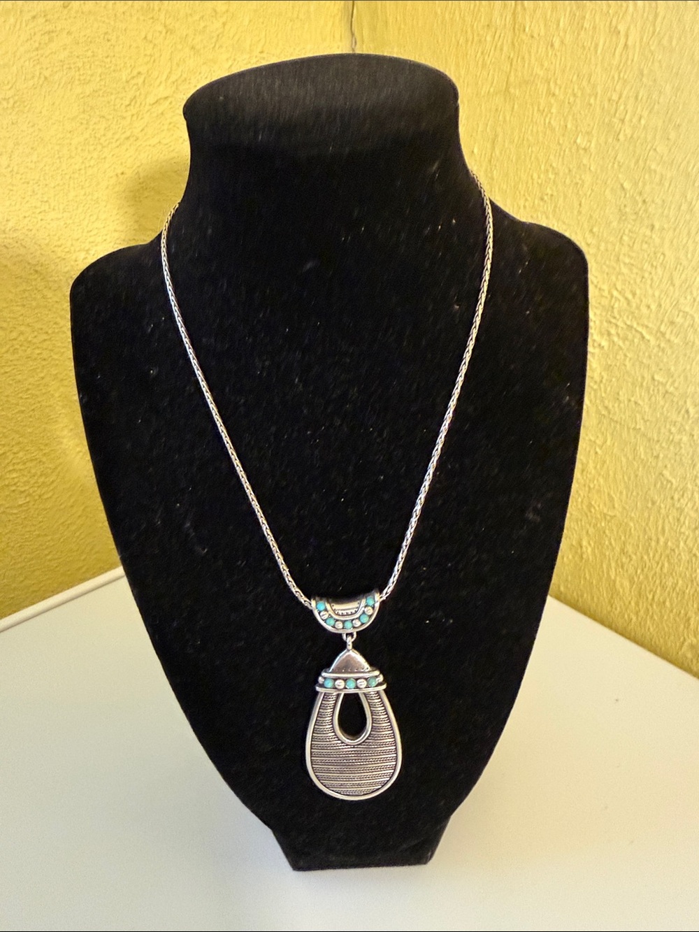 Brighton Silver Necklace with Turquoise Accents